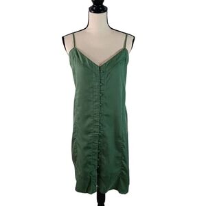 Vince Camuto Women's Green Button Down Sleeveless Spaghetti Strap Dress, Large